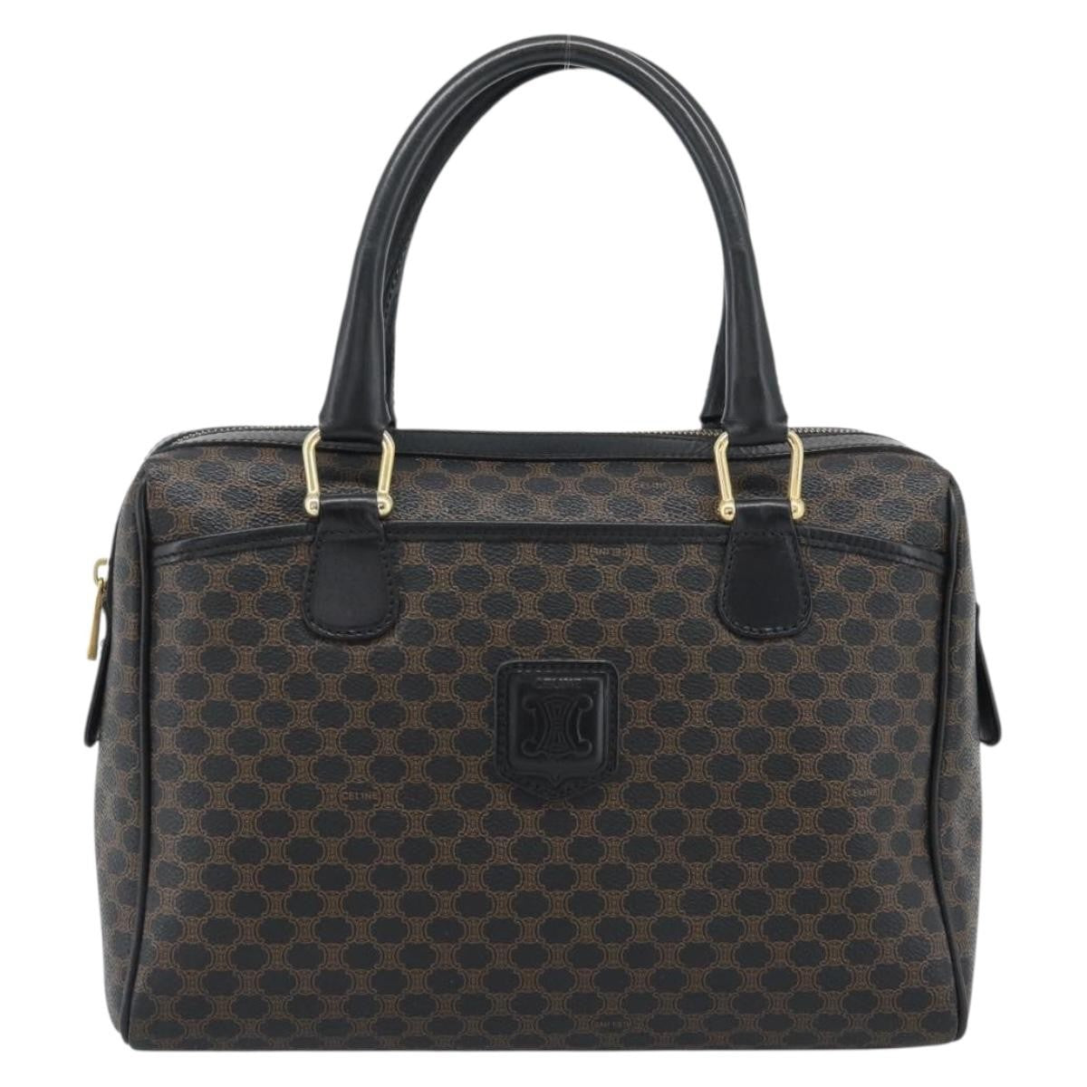 Celine Vintage Boston Macadam Coated Canvas Black Canvas Handbag (Pre-Owned)