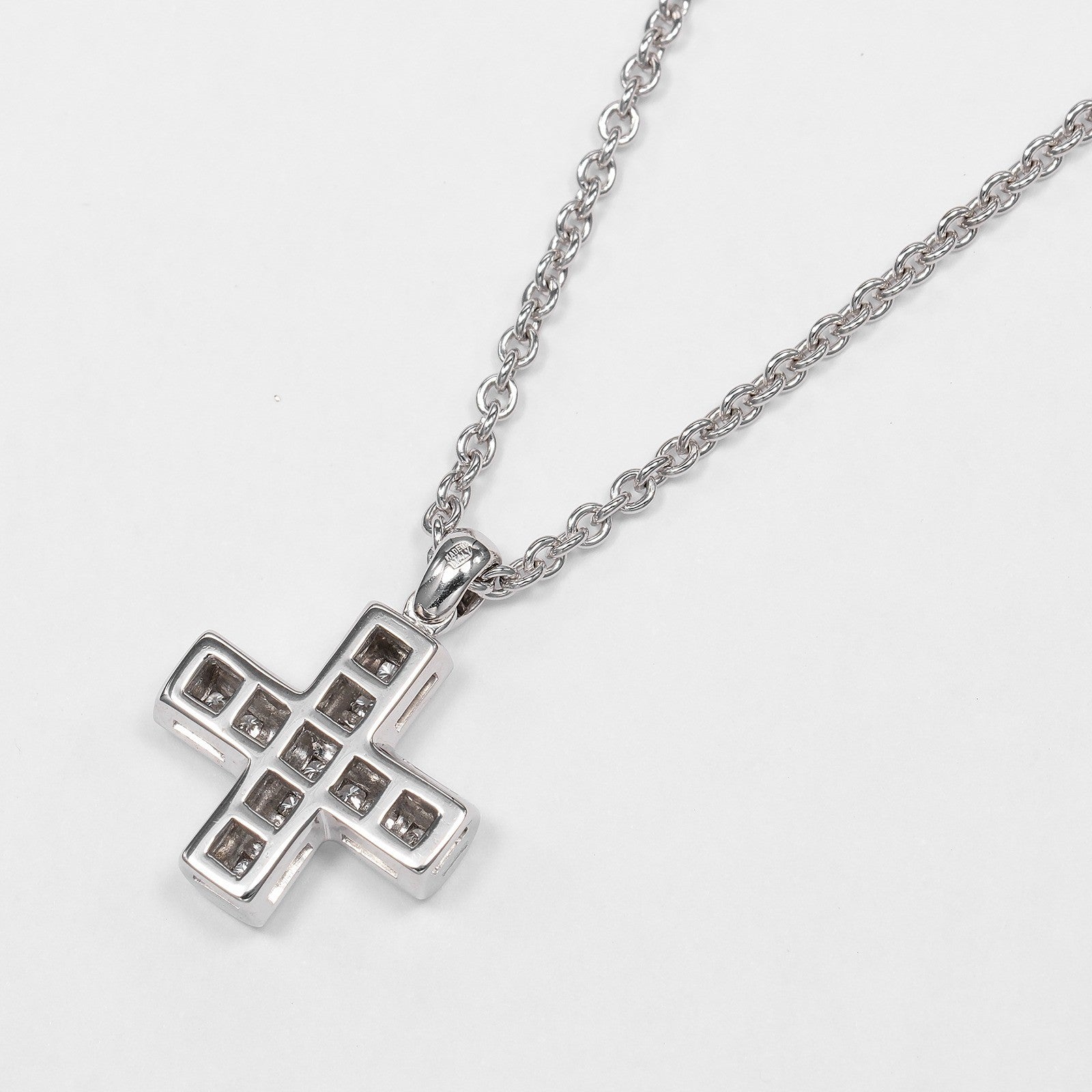 Bvlgari Greek Cross 18K White Gold With Diamonds Silver White_Gold Necklace Jewelry (Pre-Owned)