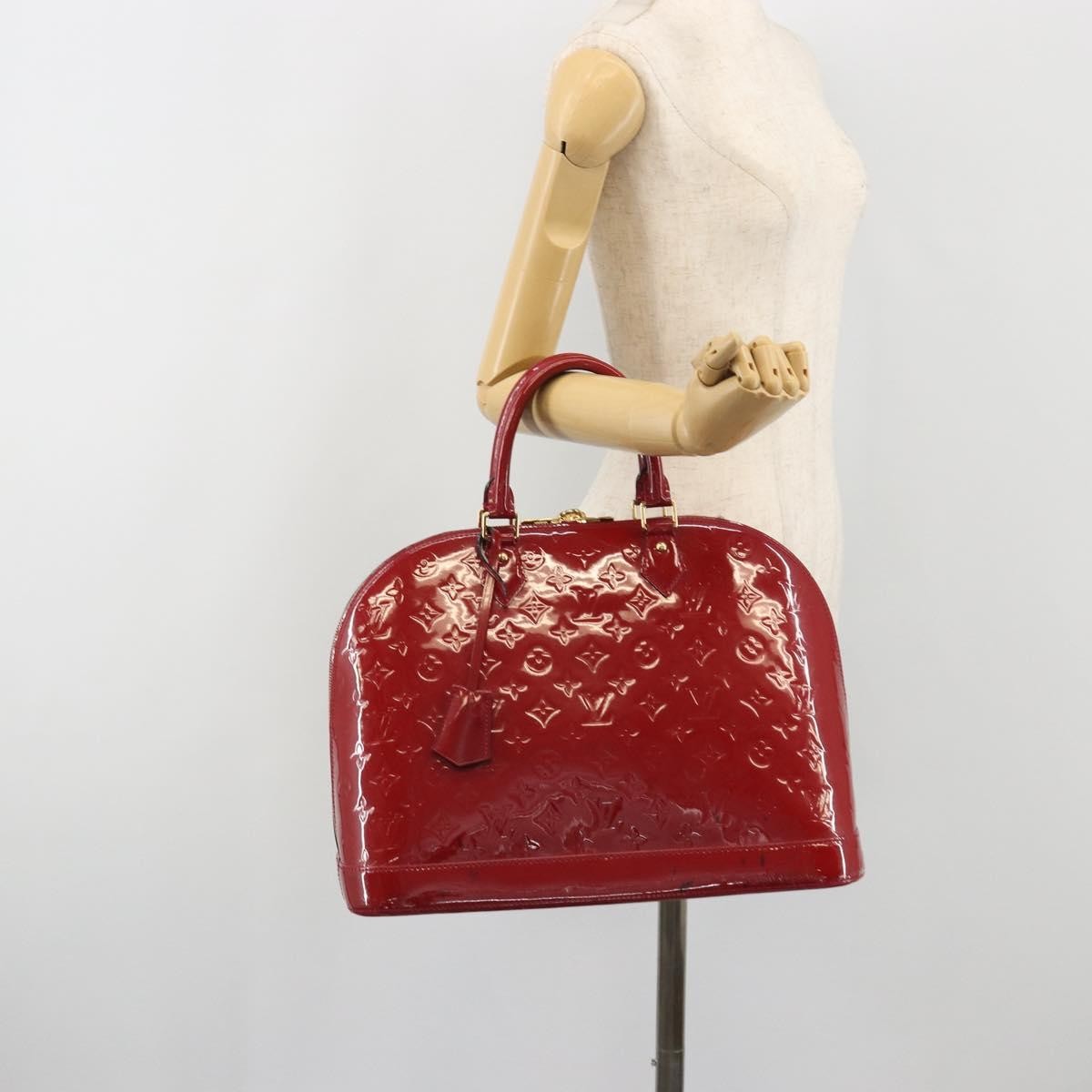 Louis Vuitton Alma Monogram Vernis Red Patent_Leather Handbag (Pre-Owned)