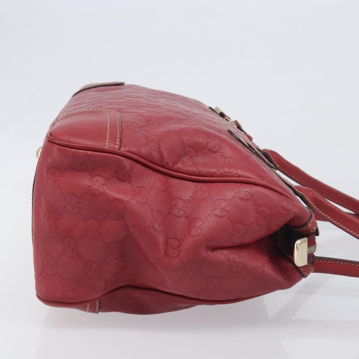Gucci Princy Boston Guccissima Leather Red Leather Handbag (Pre-Owned)