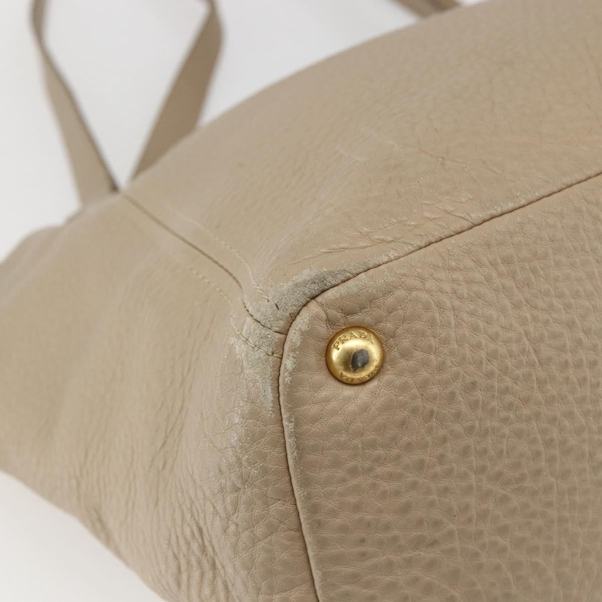 Prada Side Pocket Convertible Vitello Daino Beige Leather Tote Bag Bag (Pre-Owned)