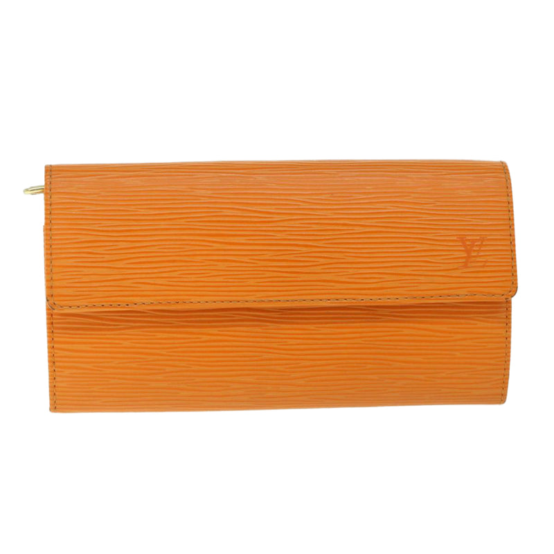 Louis Vuitton Porte Monnaie Credit Orange Leather Wallet  (Pre-Owned)