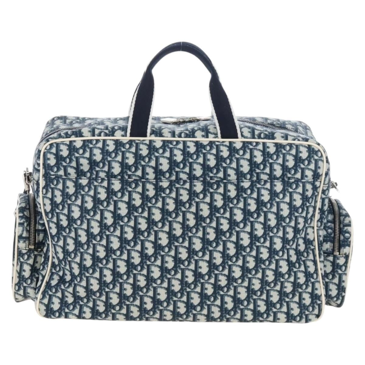 Christian Dior Vintage Girly Boston Diorissimo Canvas Navy Canvas Handbag (Pre-Owned)