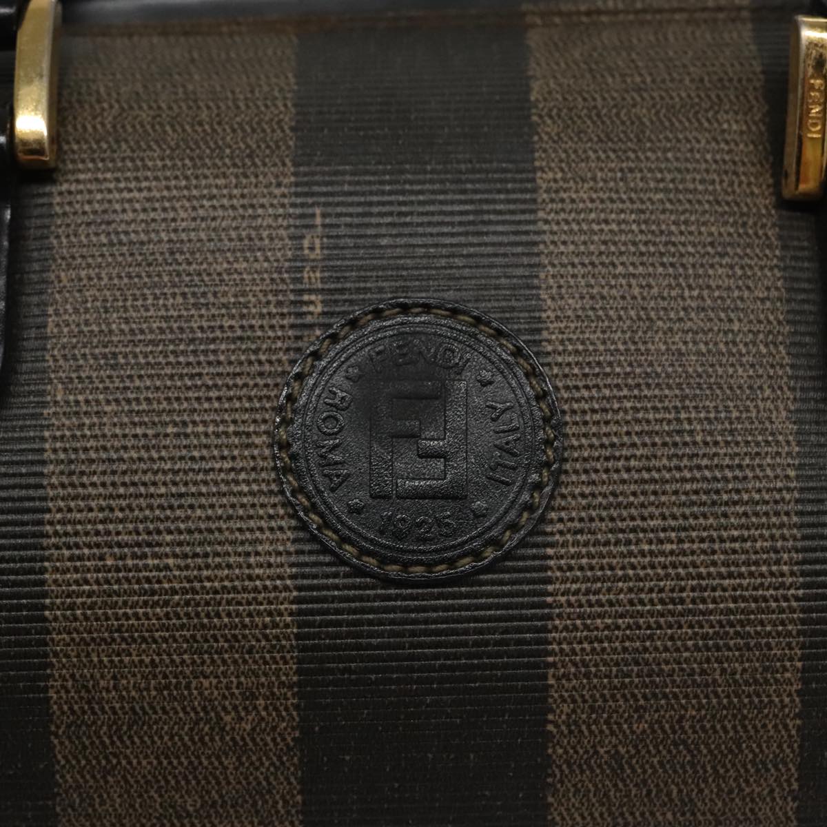 Fendi Pequin Brown Canvas Handbag (Pre-Owned)