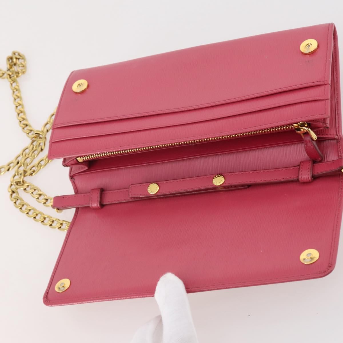 Prada Wallet On Chain Saffiano Leather Pink Leather Crossbody Bag Bag (Pre-Owned)