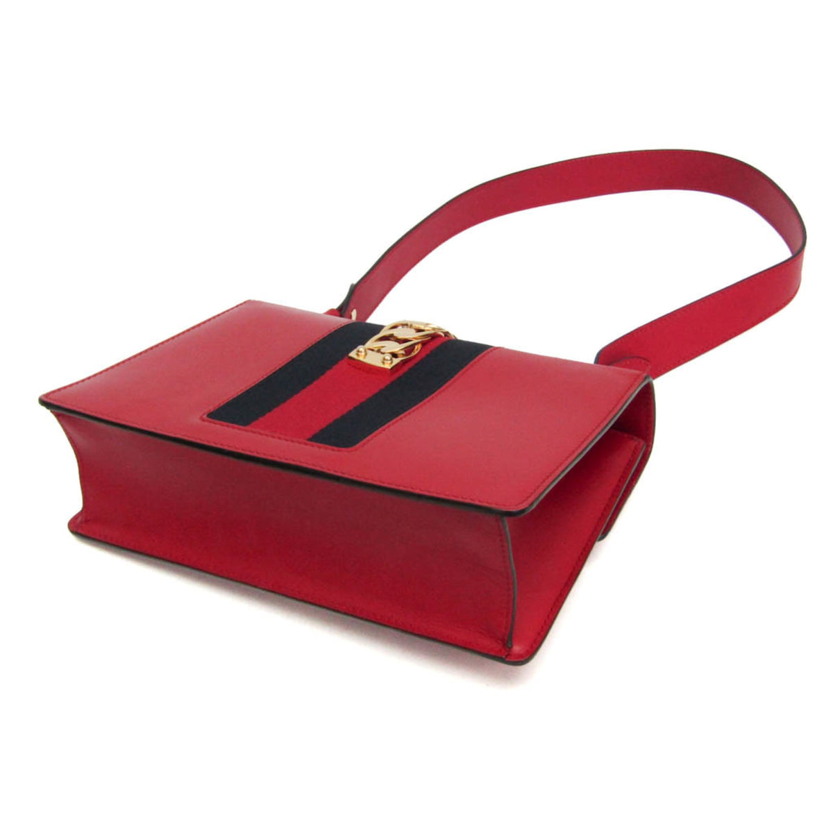 Gucci Sylvie Leather Red Leather Shoulder Bag Bag (Pre-Owned)