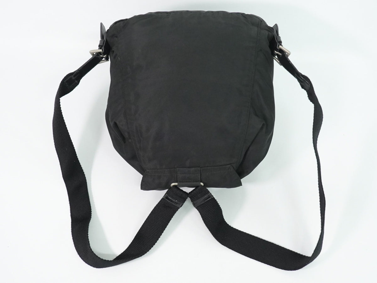 Prada Front Pocket Buckle Nylon Black Nylon Backpack Bag (Pre-Owned)