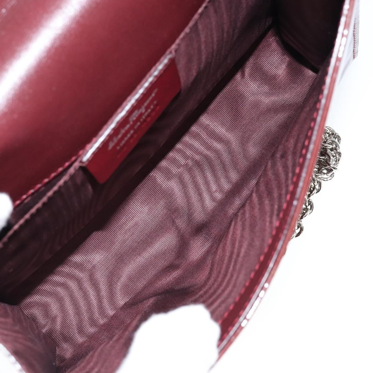 Salvatore Ferragamo Vala Chain Patent Leather Red Patent_Leather Shoulder Bag Bag (Pre-Owned)