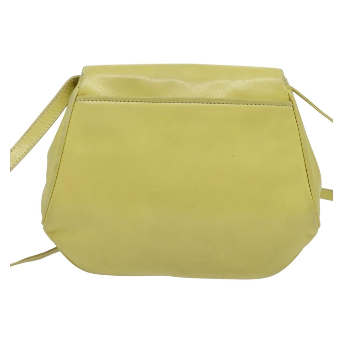 Celine Vintage Leather Yellow Leather Shoulder Bag Bag (Pre-Owned)