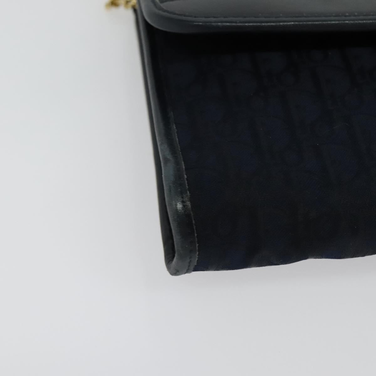 Christian Dior Vintage Chain Flap Diorissimo Canvas Navy Canvas Shoulder Bag Bag (Pre-Owned)