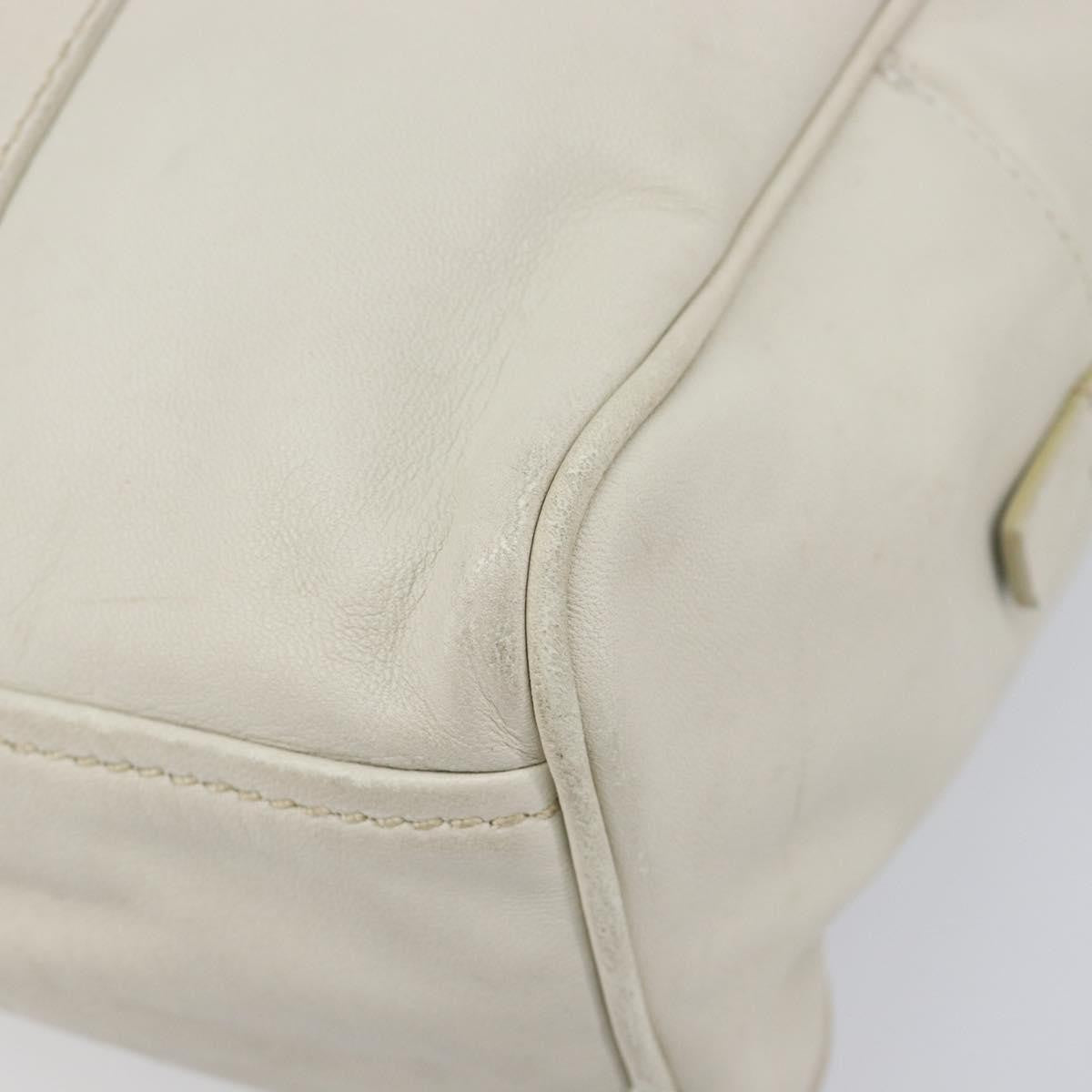 Prada Tote Leather White Leather Tote Bag Bag (Pre-Owned)
