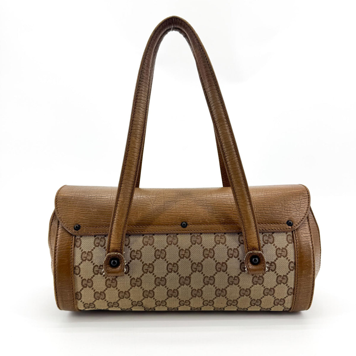 Gucci Bamboo Bullet Gg Canvas Brown Canvas Handbag (Pre-Owned)