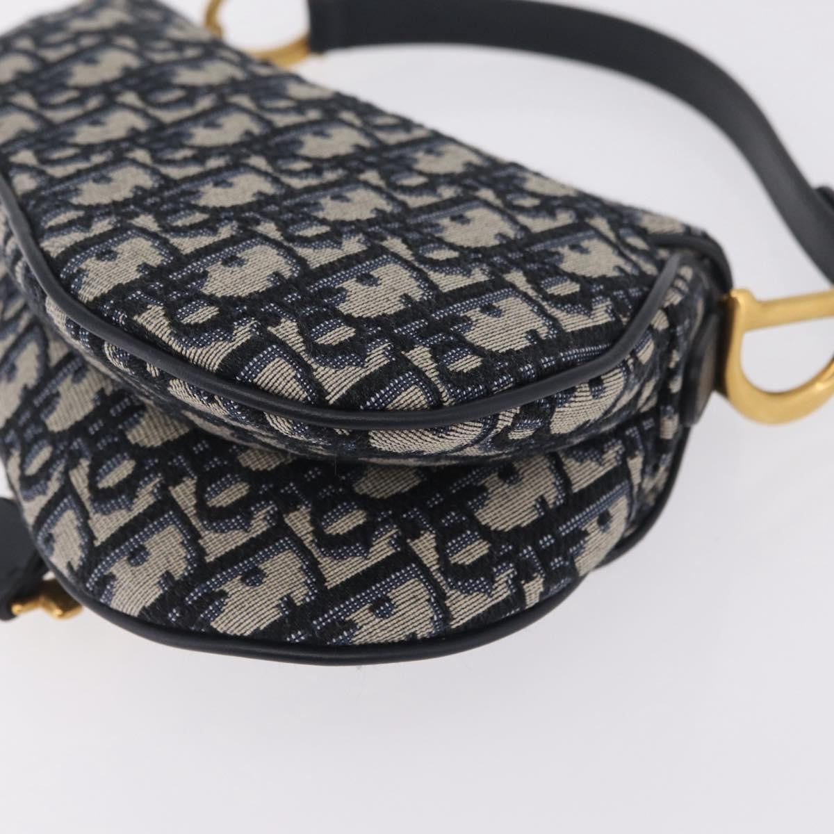 Christian Dior Saddle Oblique Canvas Navy Canvas Handbag (Pre-Owned)