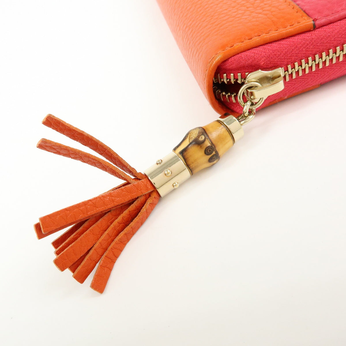 Gucci Bamboo Tassel Zip Leather Pink Leather Wallets Accessory (Pre-Owned)