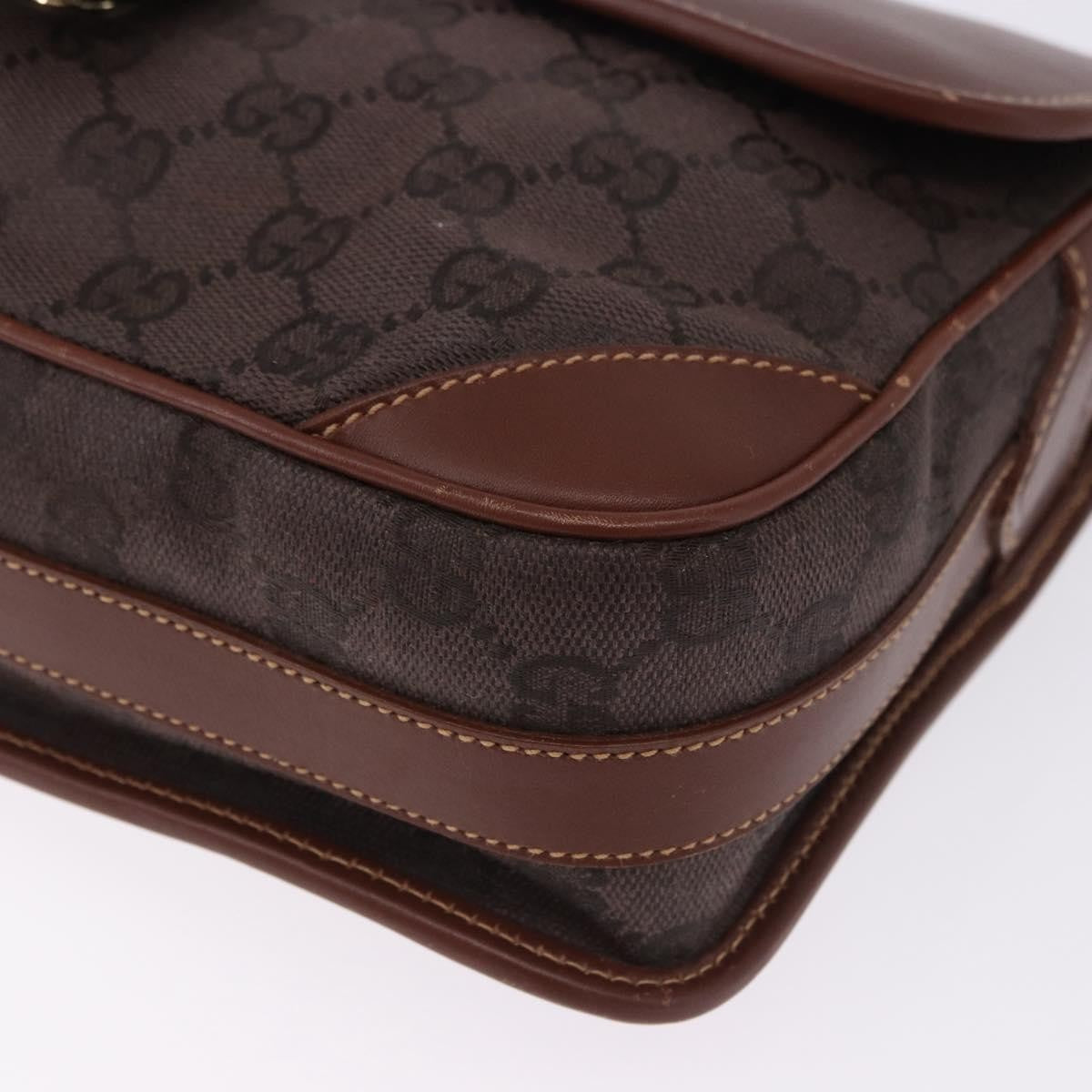 Gucci Flap Shoulder Bag Gg Canvas & Leather Brown Canvas Crossbody Bag Bag (Pre-Owned)