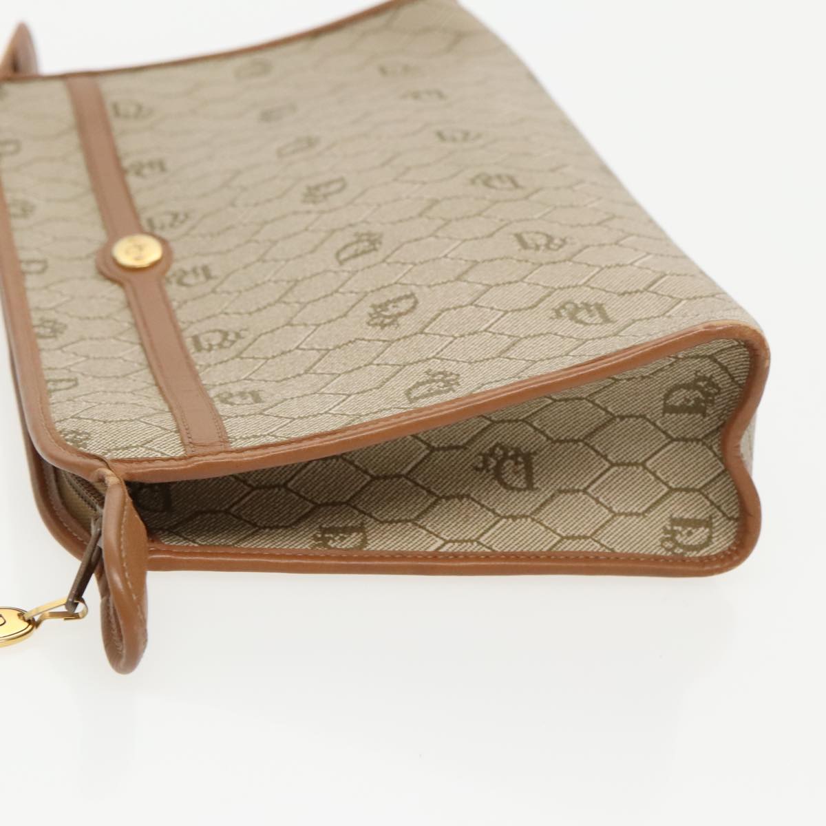 Dior Honeycomb Beige Canvas Clutch Bag (Pre-Owned)