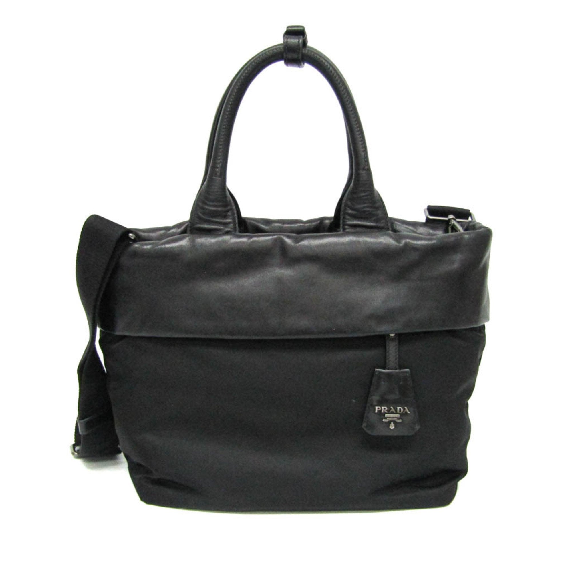 Prada Tessuto Black Canvas Handbag (Pre-Owned)