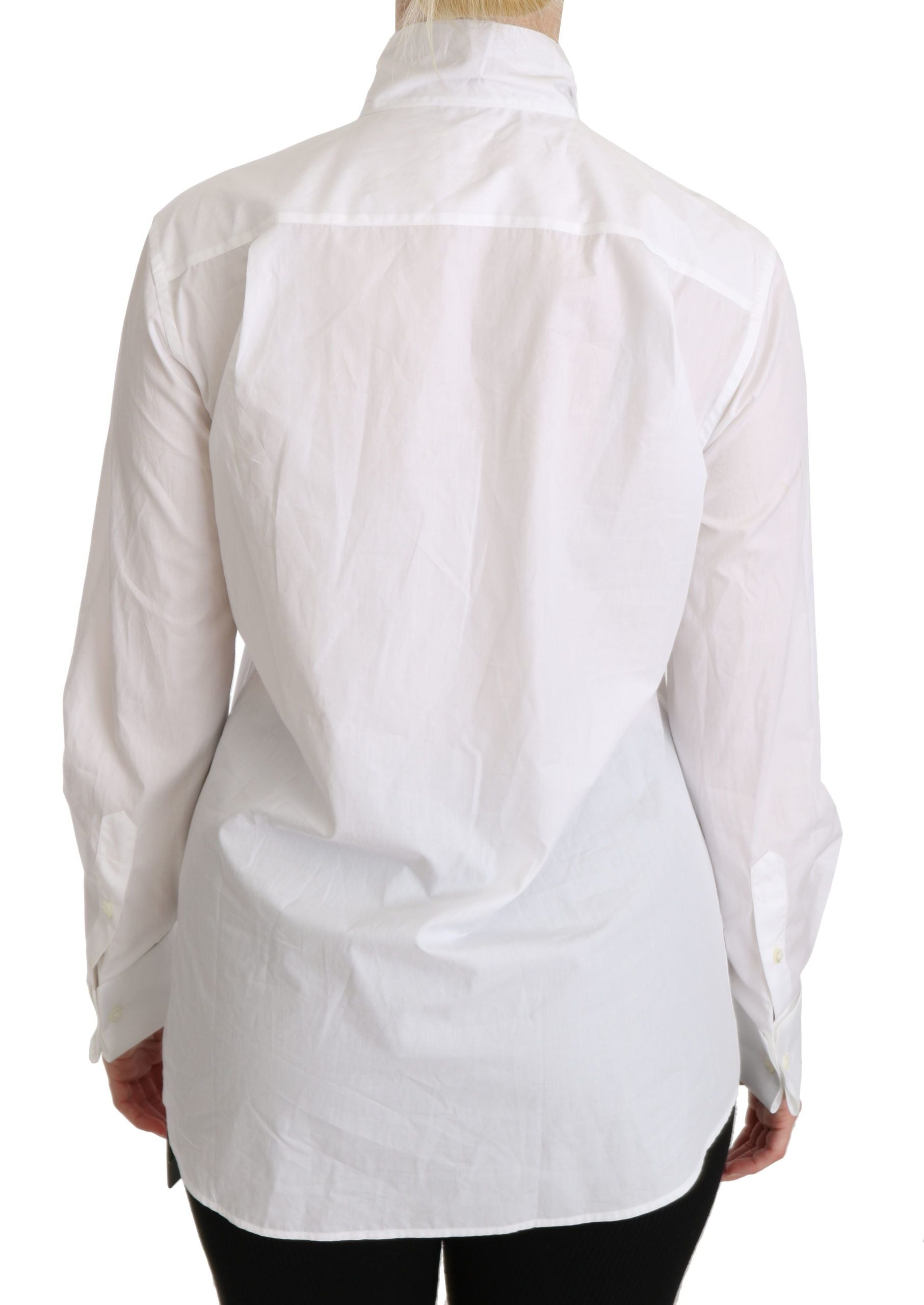 Dolce & Gabbana White Turtle Neck Long Sleeve Polo Women's Shirt