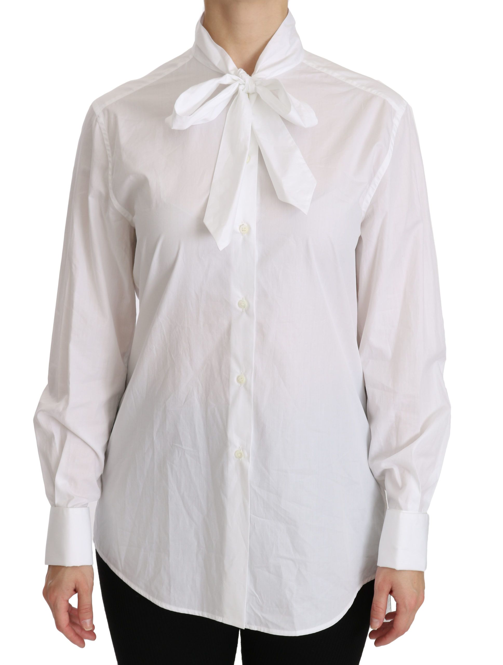 Dolce & Gabbana White Turtle Neck Long Sleeve Polo Women's Shirt