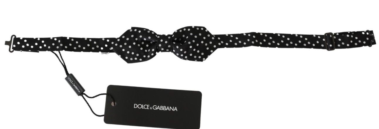 Dolce & Gabbana Elegant Black Polka Dot Silk Bow Men's Tie