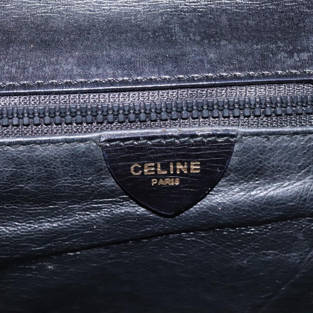 Celine Vintage Circle Logo Leather Black Leather Bag (Pre-Owned)