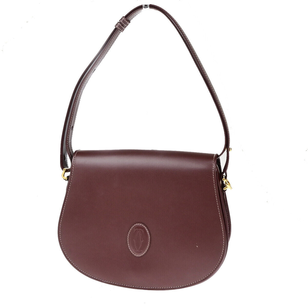 Cartier Must De Cartier Burgundy Leather Shoulder Bag (Pre-Owned)