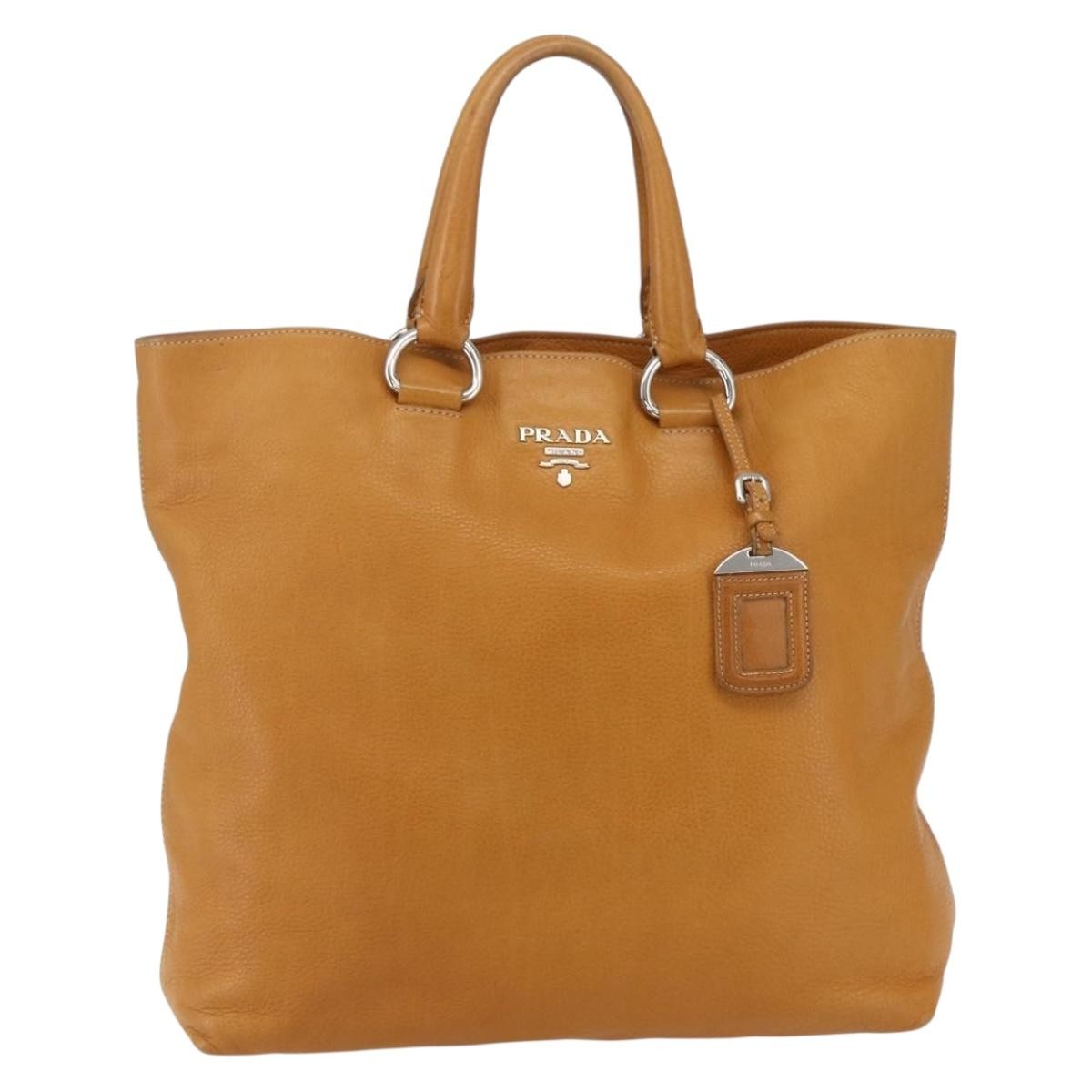Prada Convertible Shopper Vitello Daino Brown Leather Tote Bag Bag (Pre-Owned)