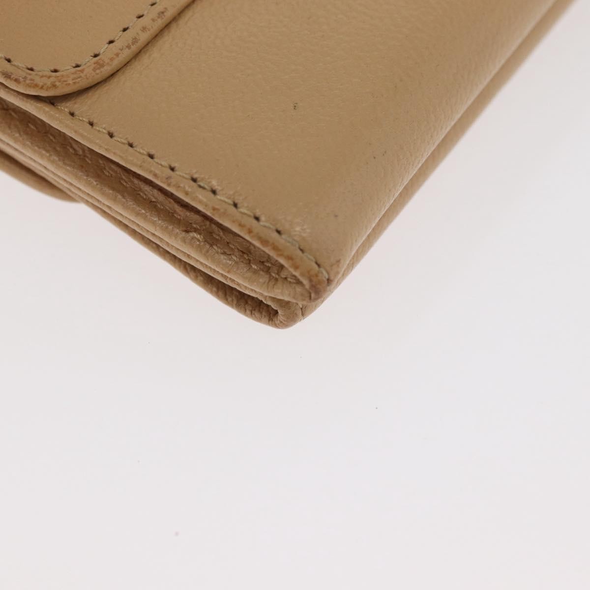 Chanel Cc Trifold Leather Beige Leather Wallets Accessory (Pre-Owned)