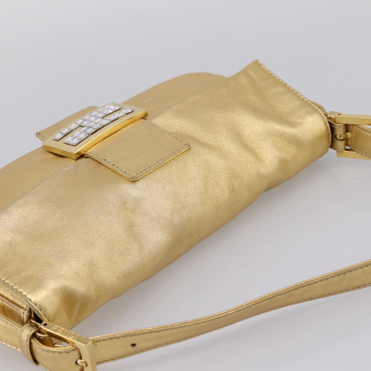 Fendi Mamma Baguette Zucca Jacquard Velvet Gold Leather Shoulder Bag Bag (Pre-Owned)