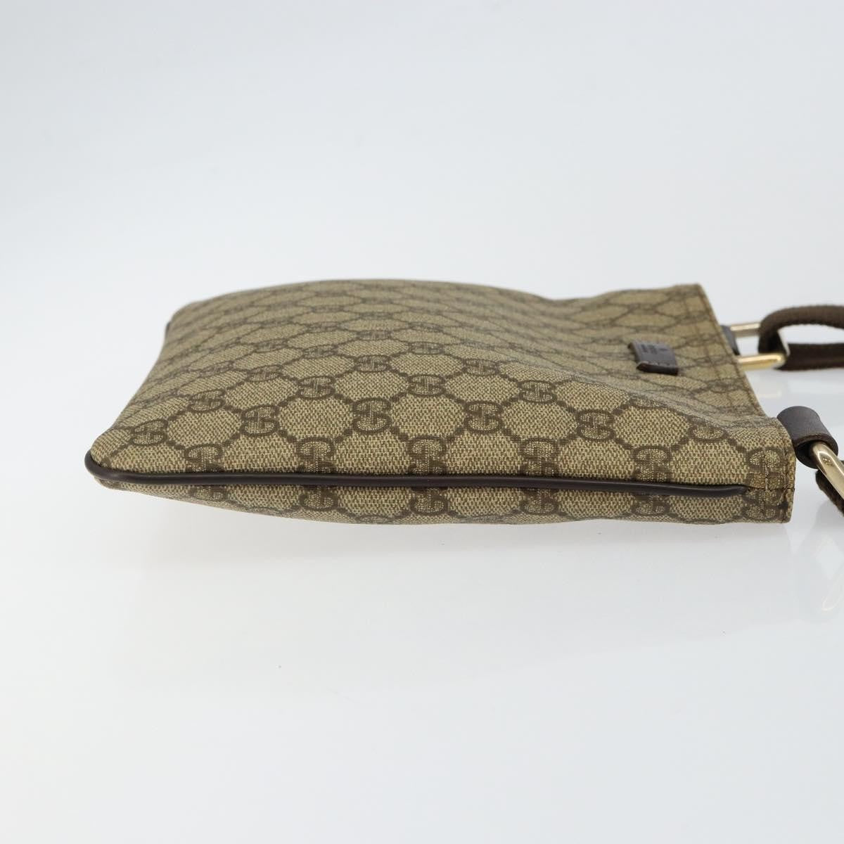 Gucci Flat Messenger Gg Canvas And Leather Beige Canvas Shoulder Bag Bag (Pre-Owned)