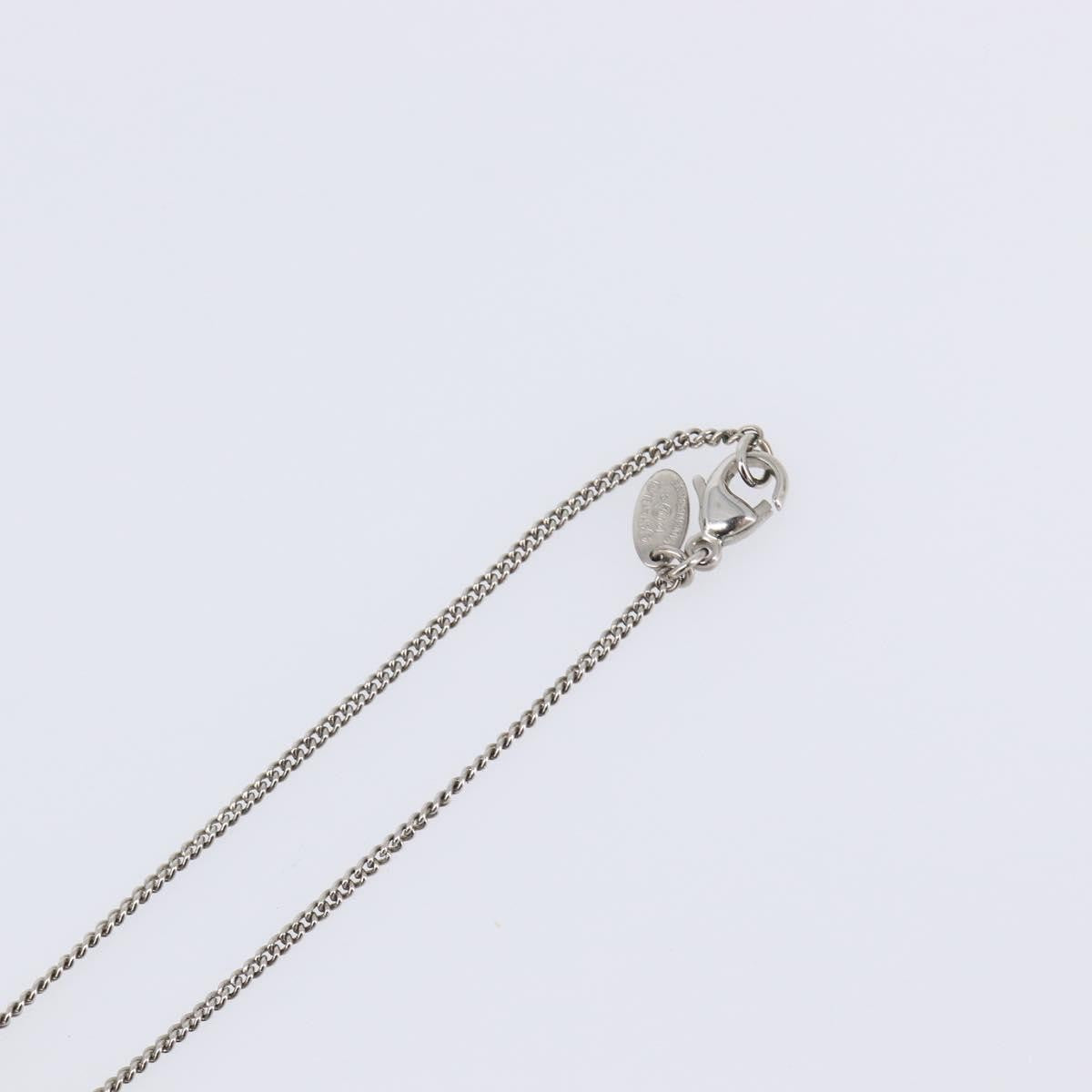 Chanel Cc Pendant Metal With Crystals Silver Metal Necklace Jewelry (Pre-Owned)