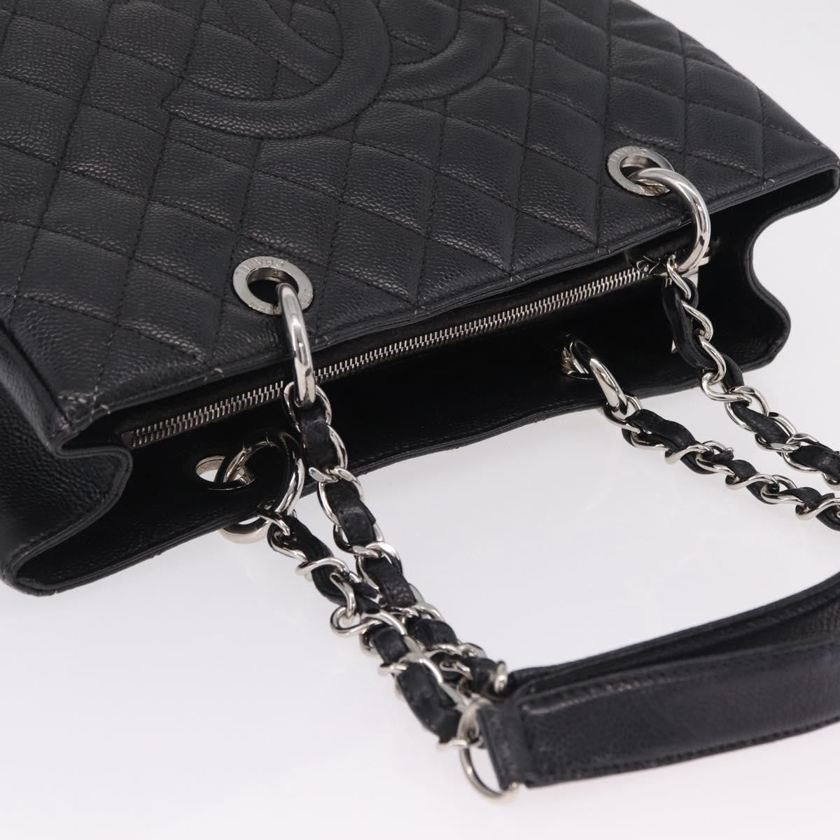Chanel Grand Shopping Quilted Caviar Black Leather Tote Bag Bag (Pre-Owned)