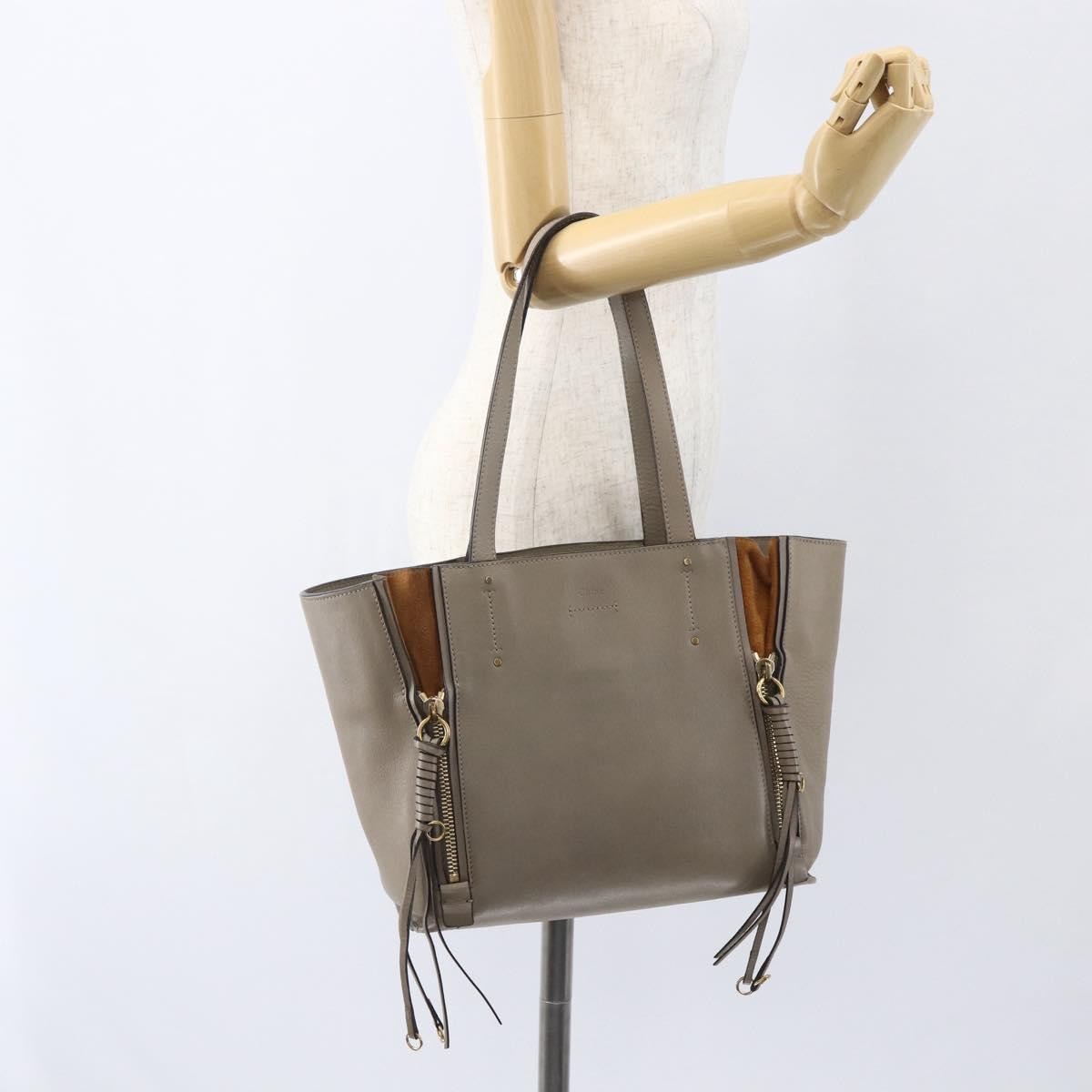 Chloe Milo Shopping Leather Beige Leather Tote Bag Bag (Pre-Owned)