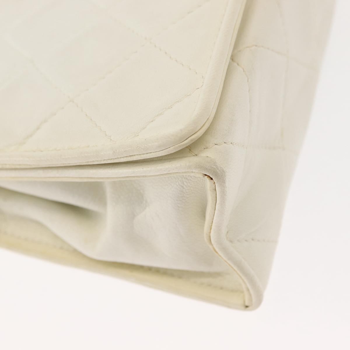 Chanel Full Flap Wallet On Chain Quilted Lambskin White Leather Clutche & Pouche Bag (Pre-Owned)