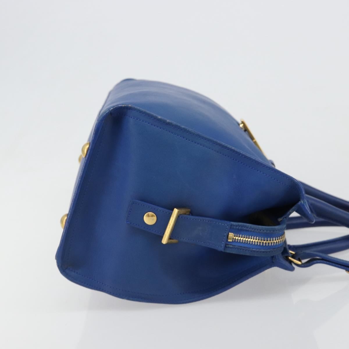 Saint Laurent Classic Y Cabas Leather Blue Leather Tote Bag Bag (Pre-Owned)