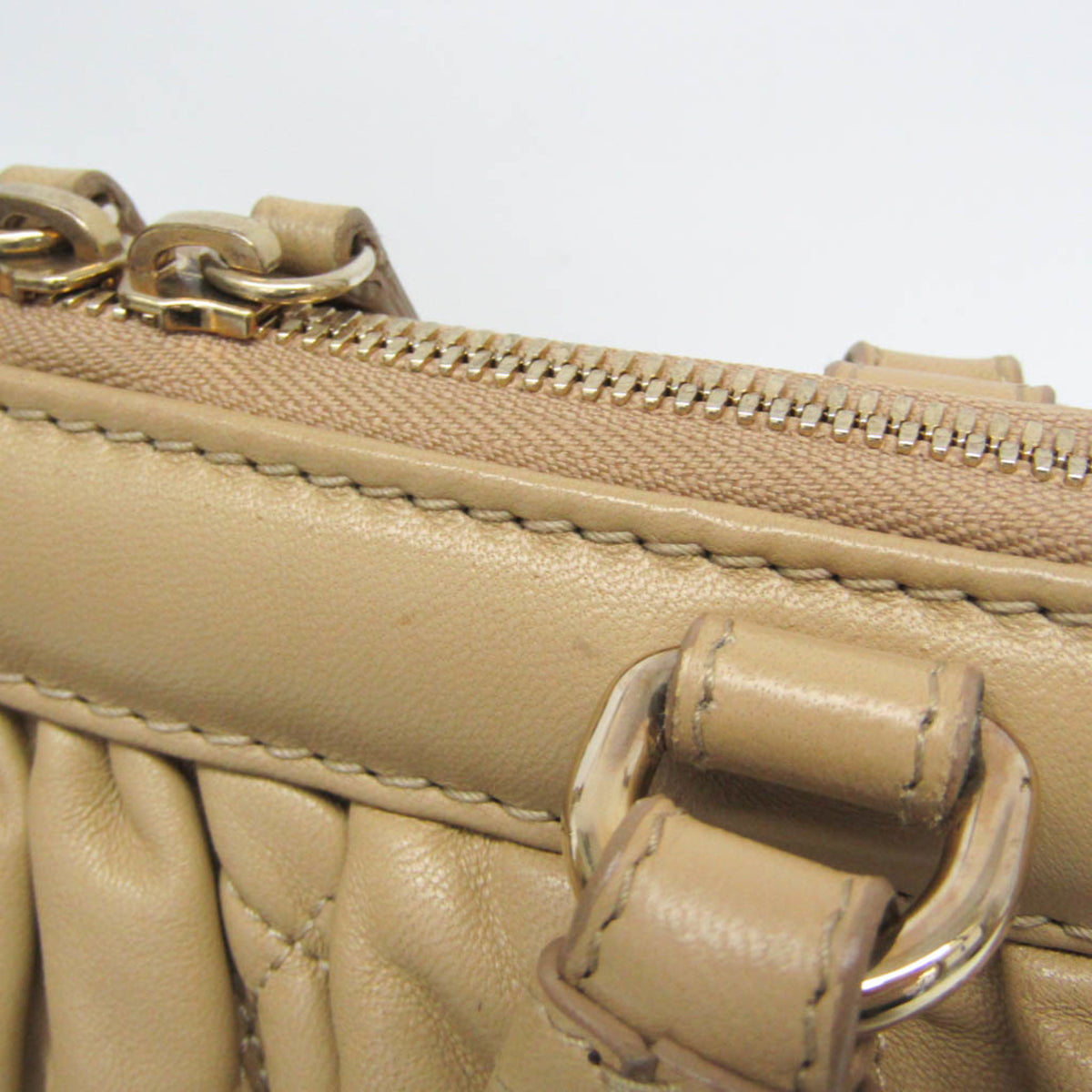 Christian Dior Lady Cannage Matelassé Beige Leather Handbag (Pre-Owned)