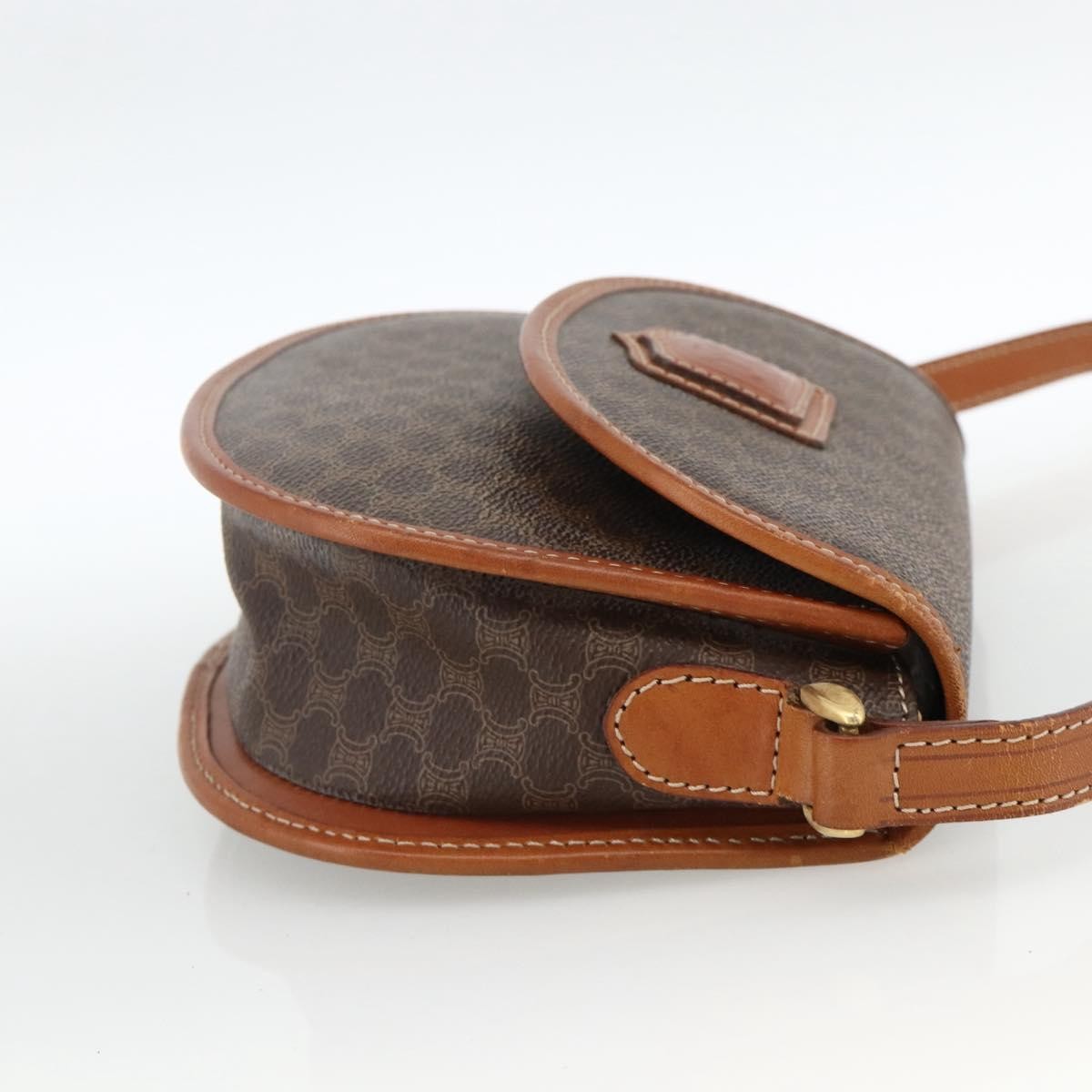 Celine Vintage Macadam Canvas And Leather Brown Canvas Shoulder Bag Bag (Pre-Owned)
