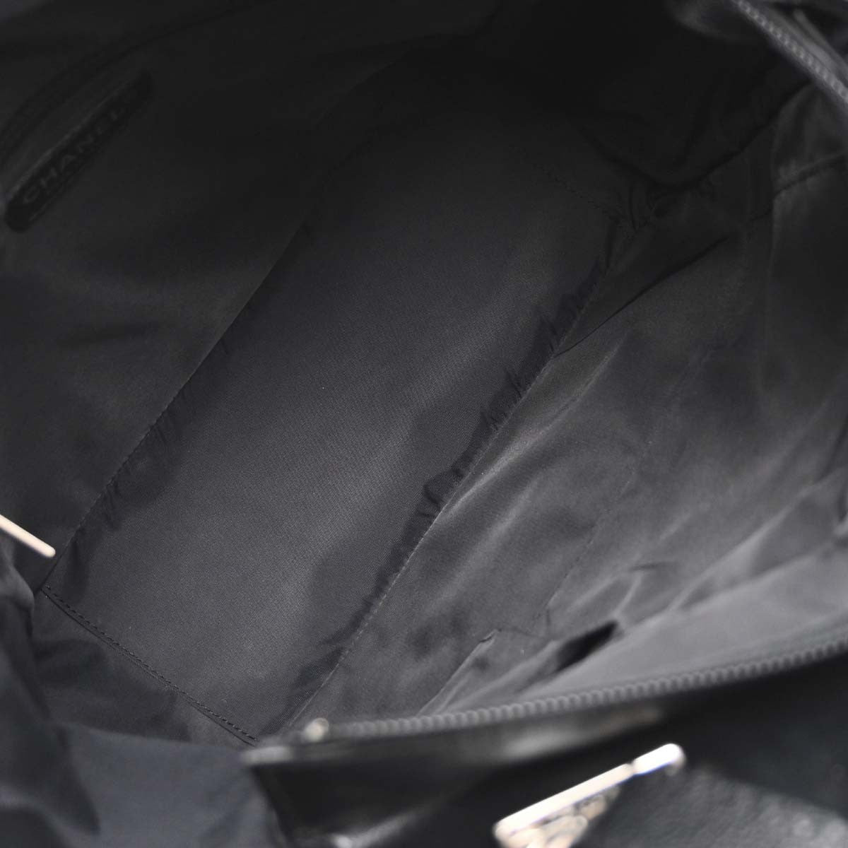 Chanel Biarritz Tote Quilted Coated Canvas Black Canvas Tote Bag Bag (Pre-Owned)