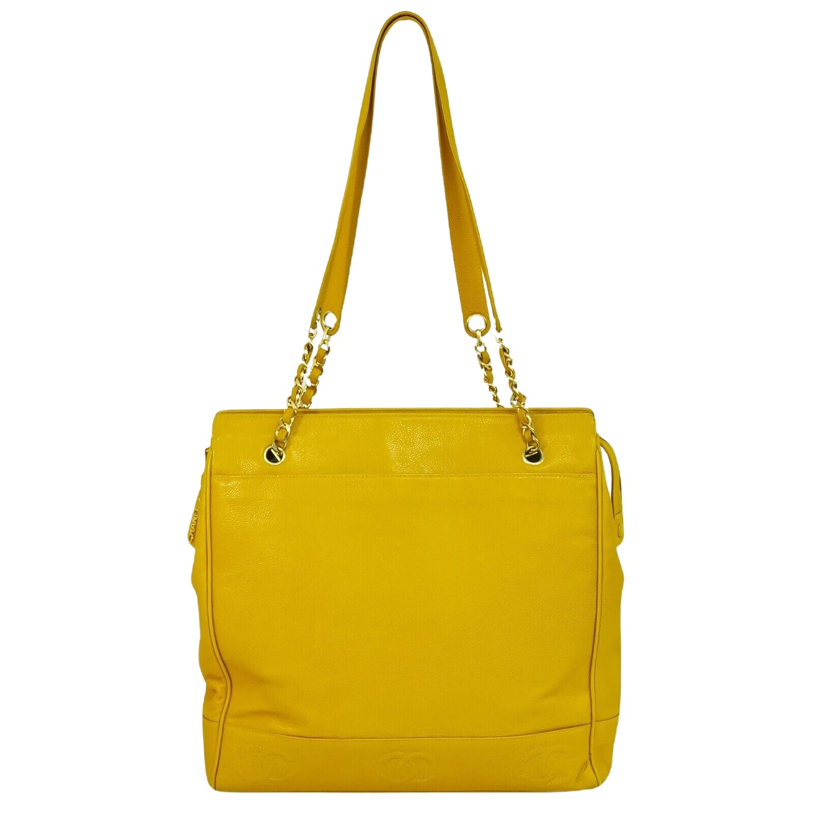 Chanel Triple Coco Yellow Leather Tote Bag (Pre-Owned)