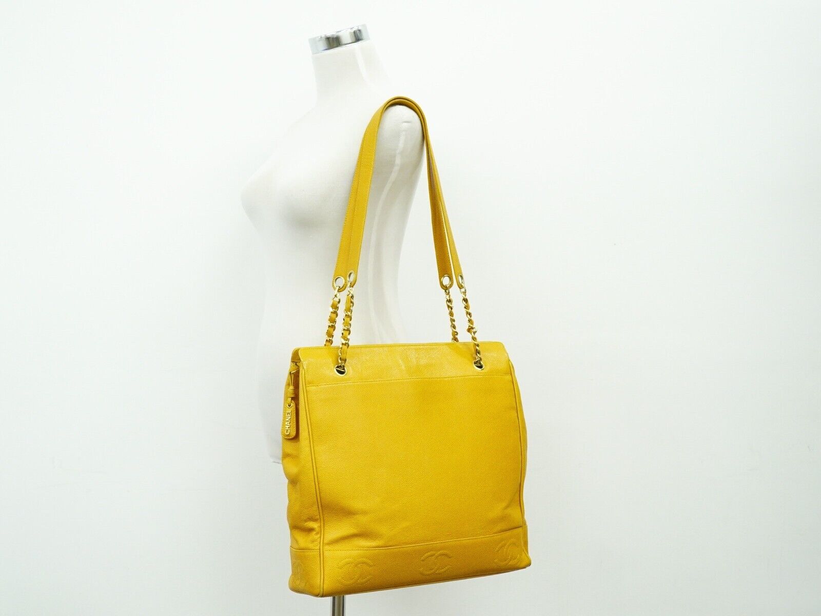 Chanel Triple Coco Yellow Leather Tote Bag (Pre-Owned)