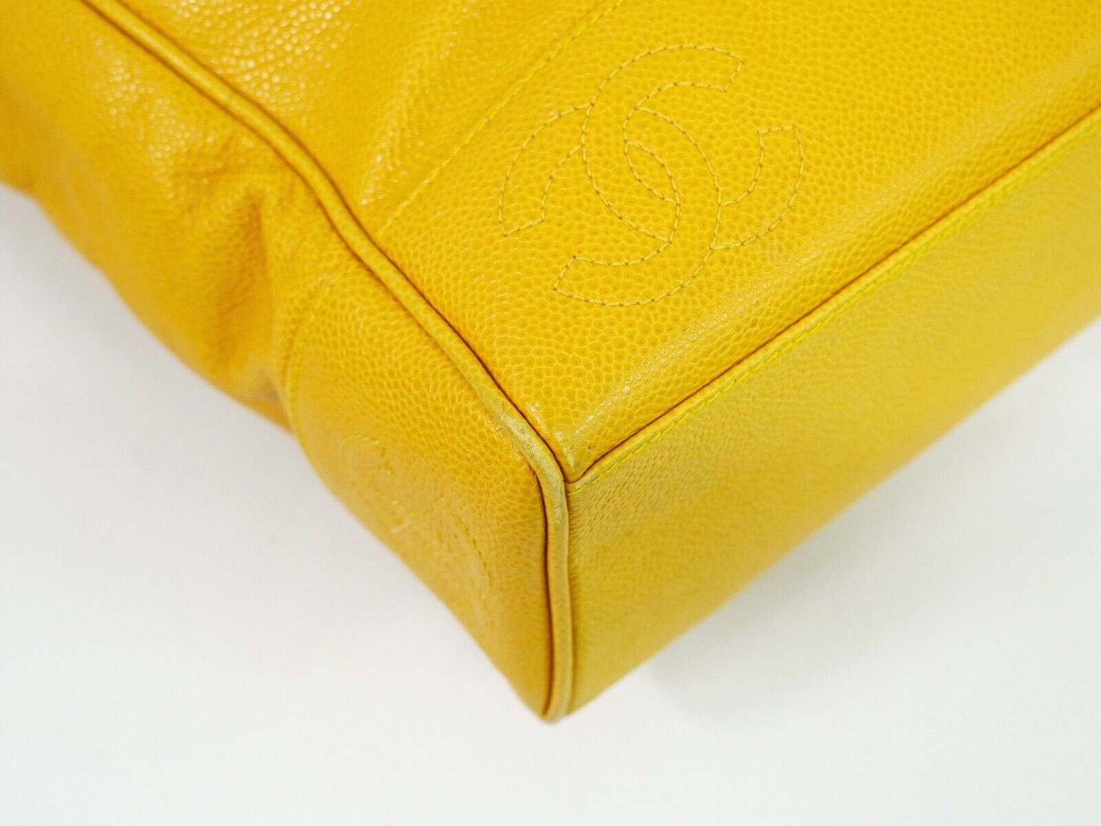 Chanel Triple Coco Yellow Leather Tote Bag (Pre-Owned)