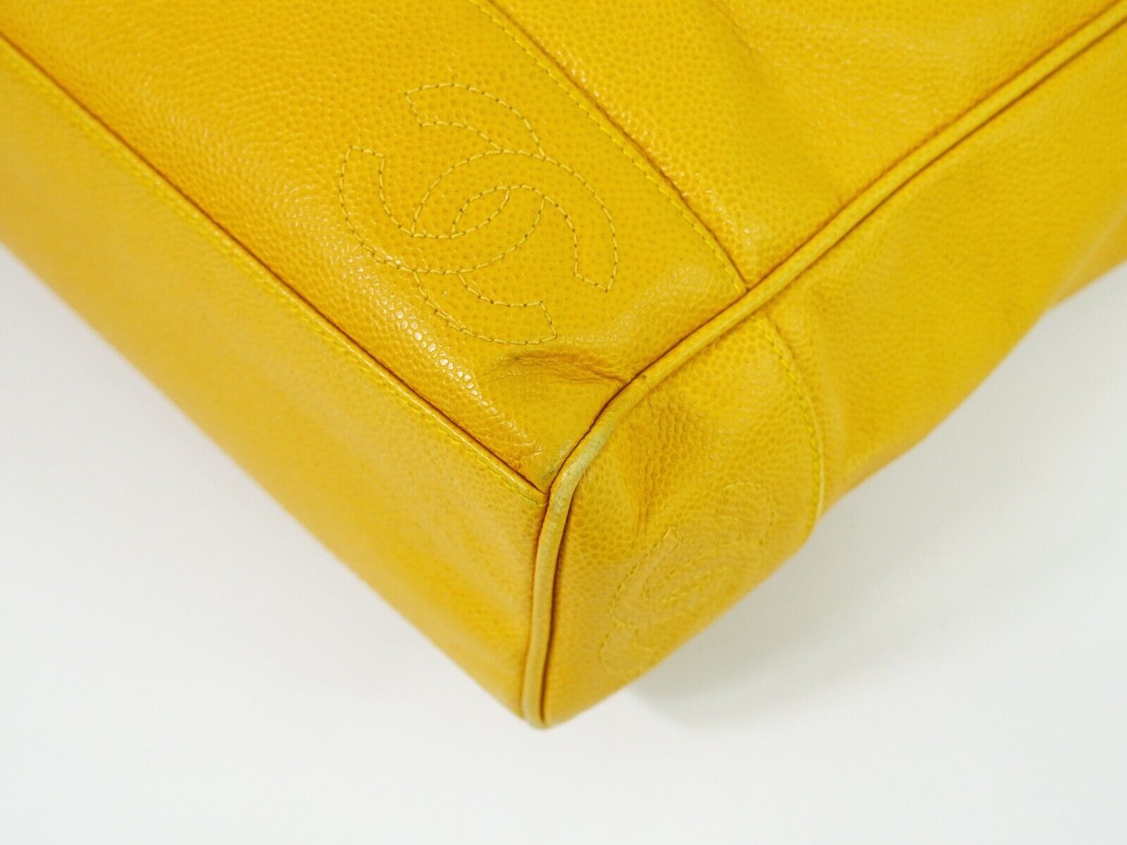 Chanel Triple Coco Yellow Leather Tote Bag (Pre-Owned)