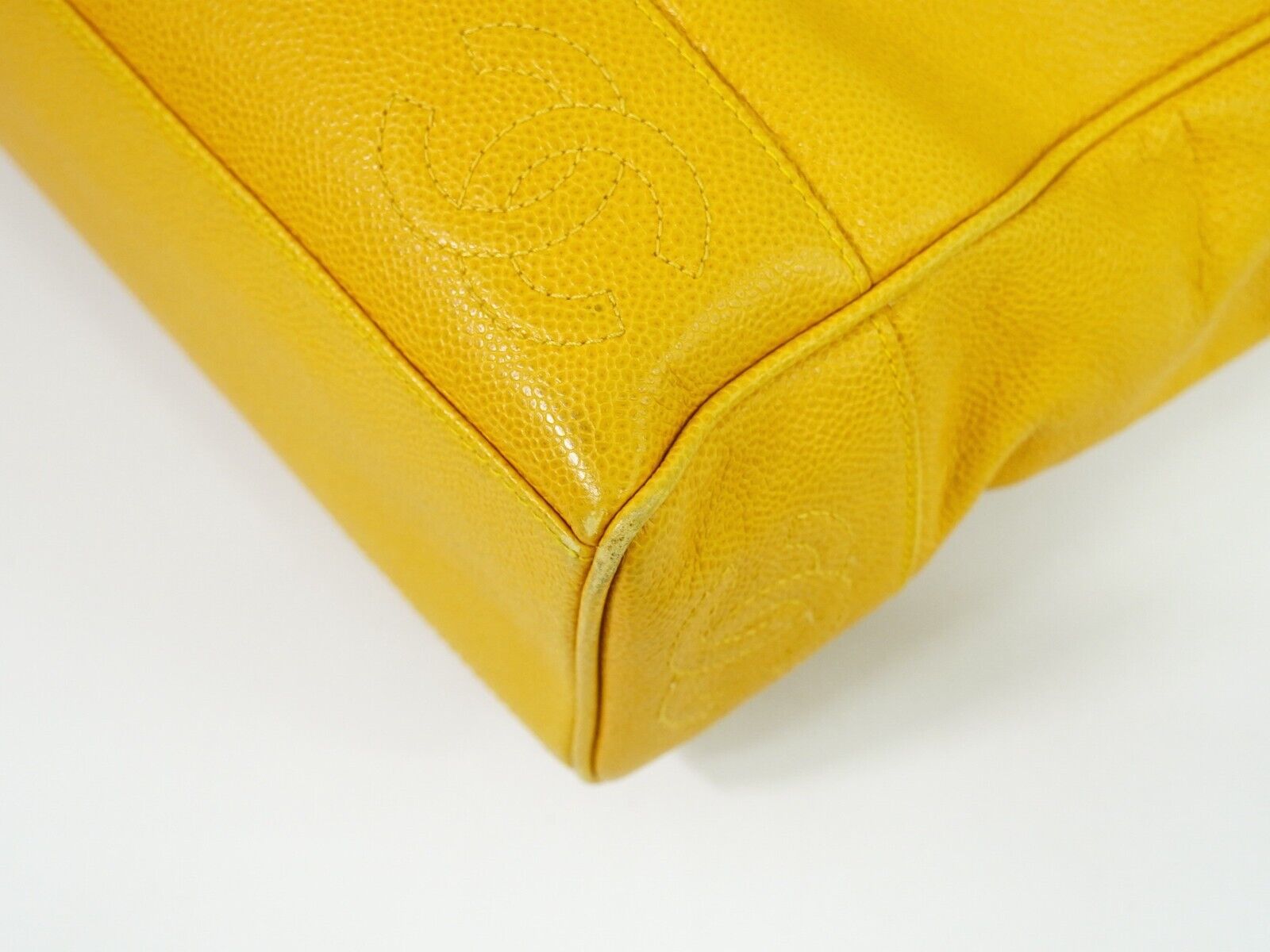 Chanel Triple Coco Yellow Leather Tote Bag (Pre-Owned)