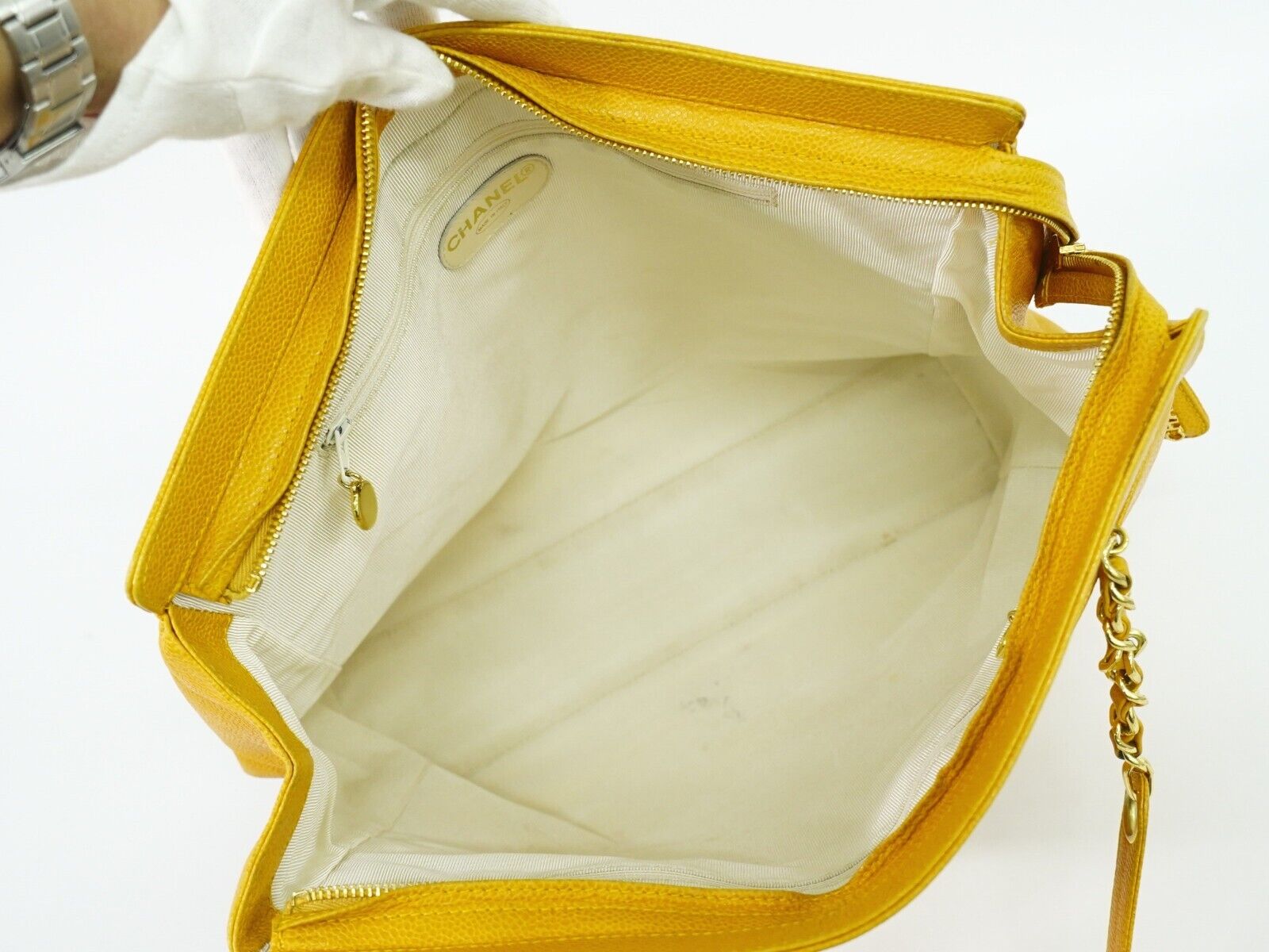 Chanel Triple Coco Yellow Leather Tote Bag (Pre-Owned)