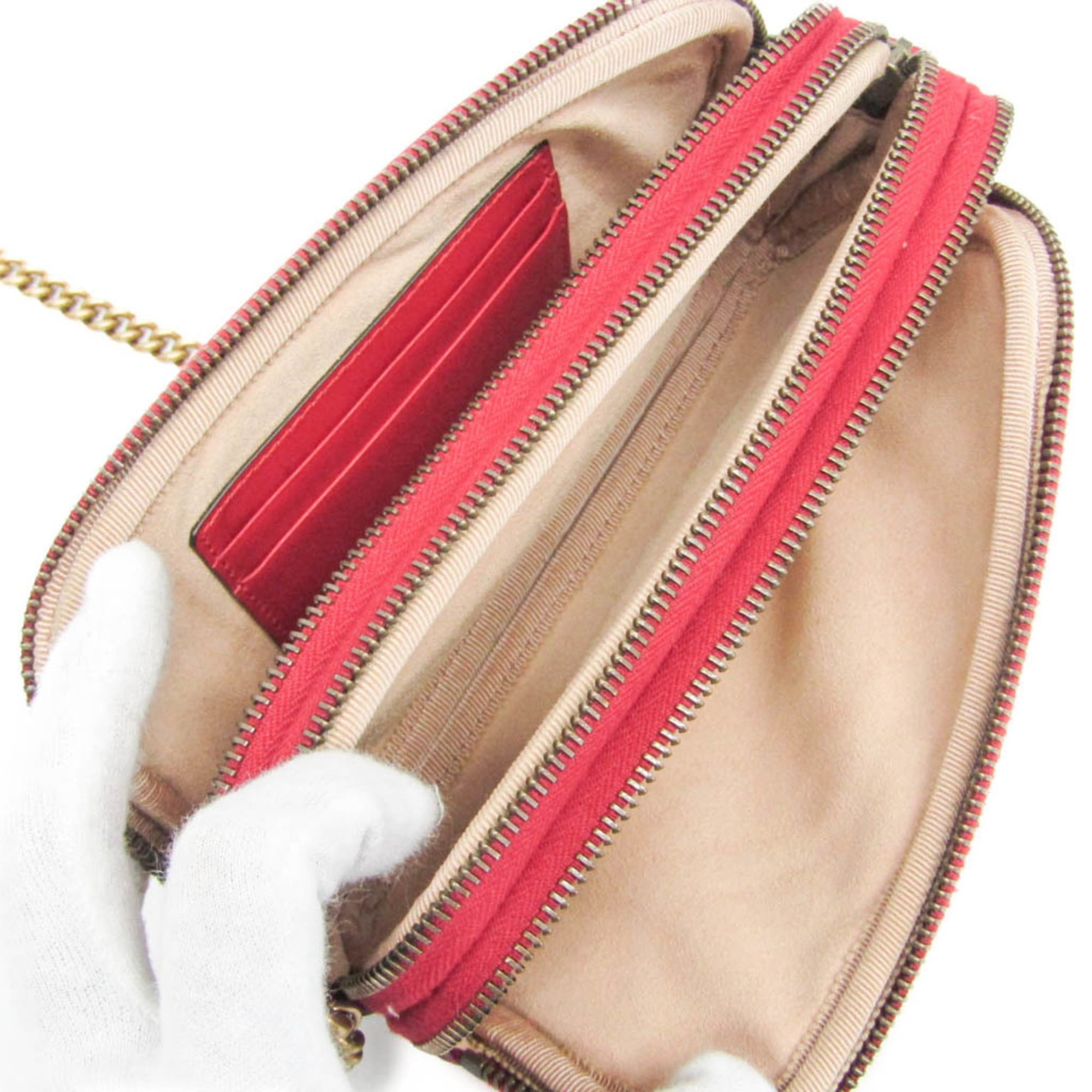 Gucci Gg Marmont Black Leather Red Leather Shoulder Bag Bag (Pre-Owned)