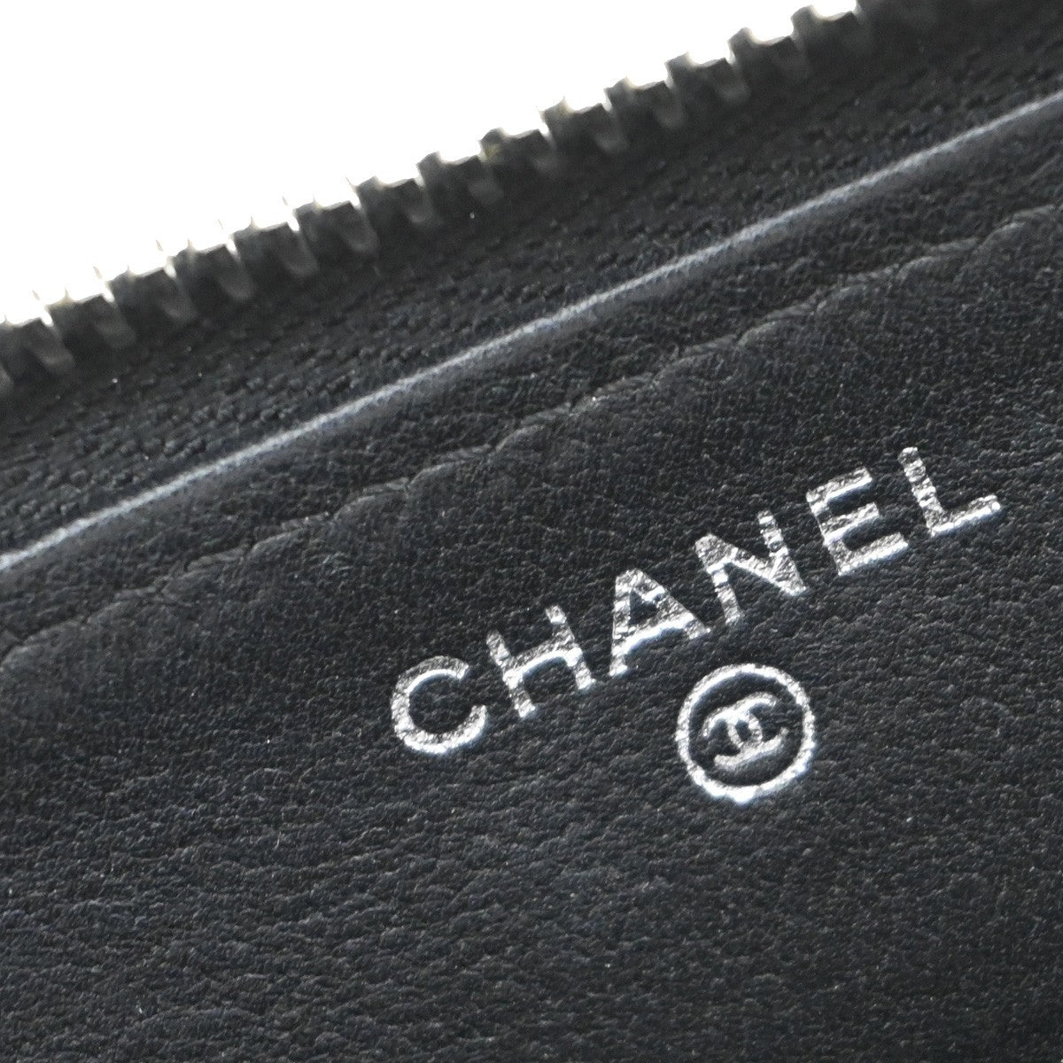 Chanel Cc Charm Zip Around Quilted Lambskin Black Leather Wallets Accessory (Pre-Owned)