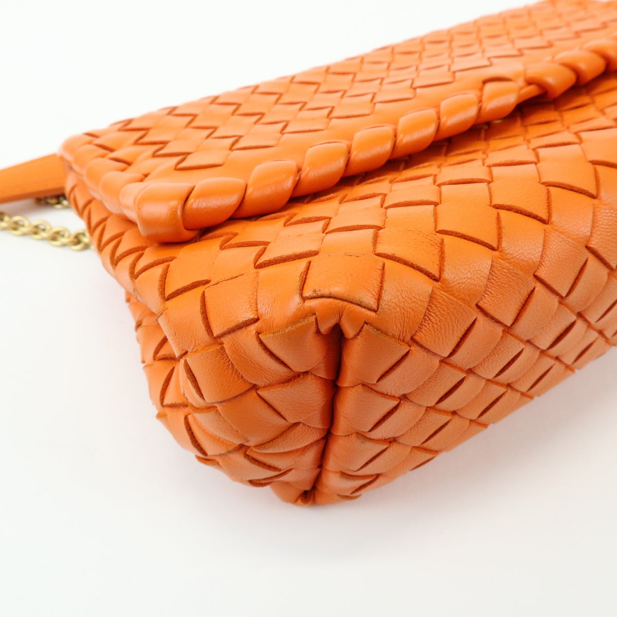 Bottega Veneta Olimpia Intrecciato Nappa Orange Leather Crossbody Bag Bag (Pre-Owned)