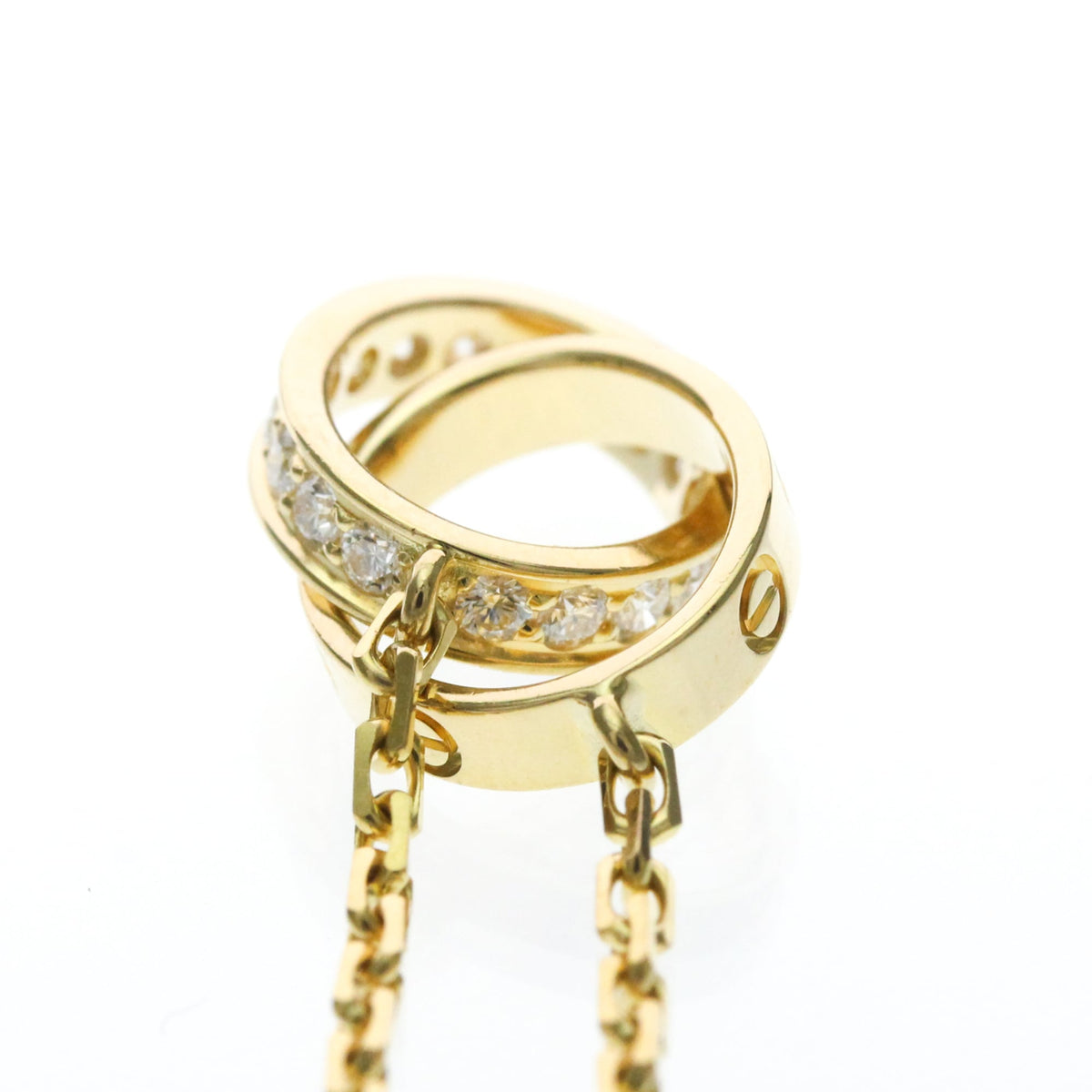 Cartier Love Interlocking 18K Rose Gold With Diamonds Gold Gold Necklace Jewelry (Pre-Owned)