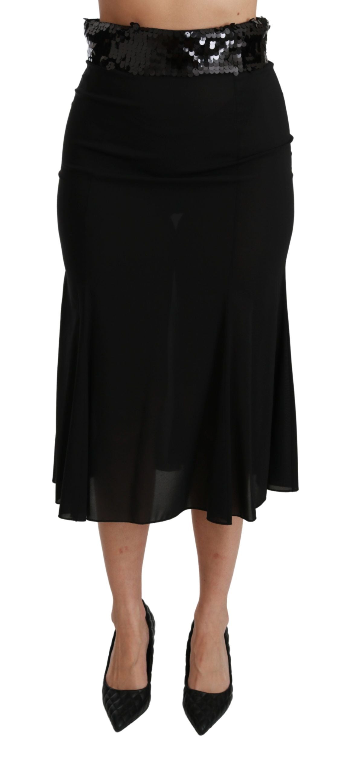 Dolce & Gabbana Elegant High Waist Sequin Black Women's Skirt