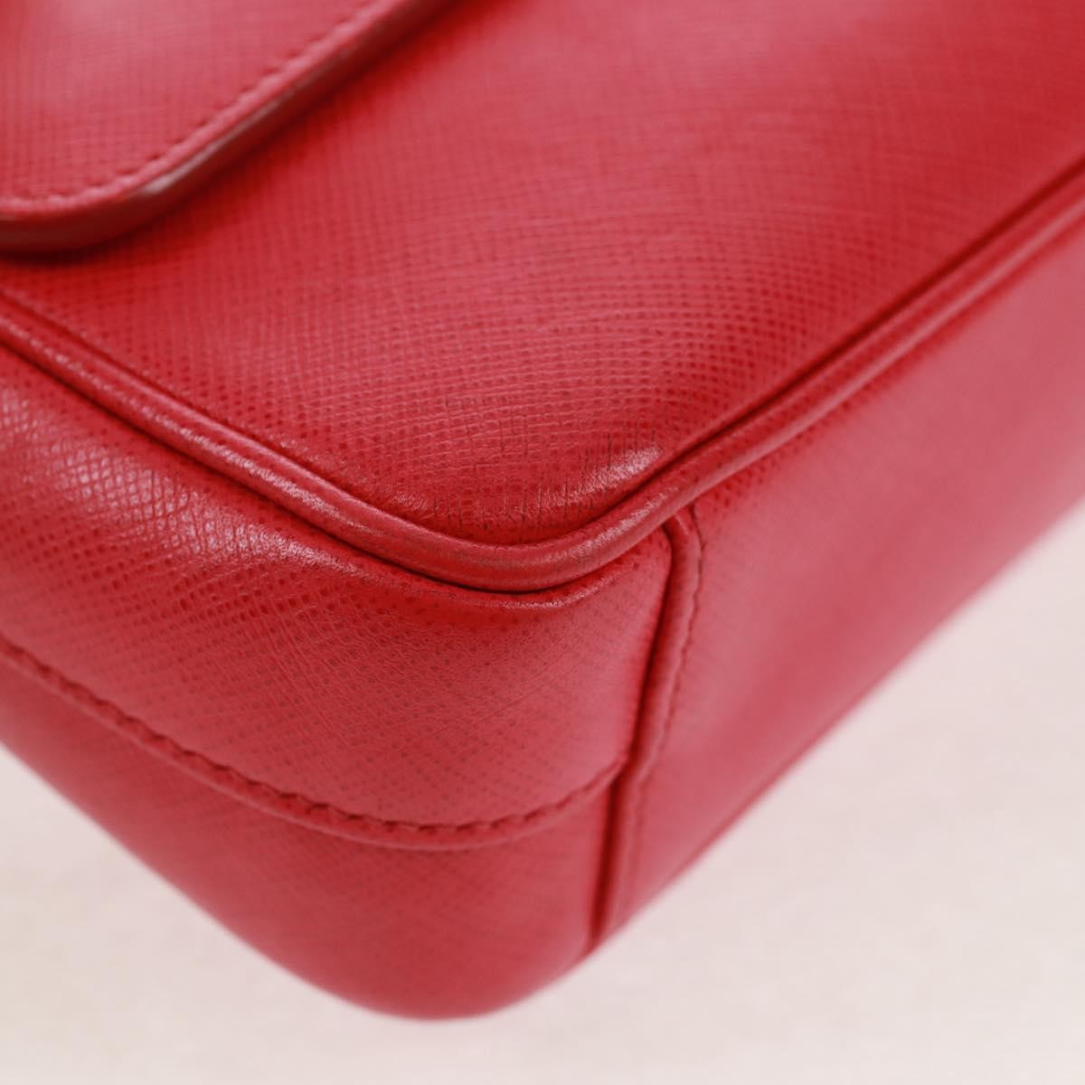 Prada Sound Chain Saffiano Leather Red Leather Shoulder Bag Bag (Pre-Owned)